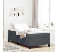 Moderne Cadre Bois Massif Design épuré Gris 100 x 200 cm | Lit Box Spring Gris Fonce 100x200 cm Velours Cotele avec Sommier Lattes Moderne Design Chambre Confortable
