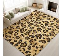 Moderne Classique Tapis 140 x 200 cm, Décoration D'Intérieur, Rug Luxueux Chaleureux Rustique Marron Noir Imprimé Animal Léopard pour Salon, Chambre à Coucher Tapis Lavable Et Antidérapant À Poils Ras
