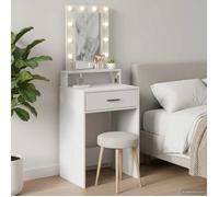 Moderne Coiffeuse Table de chambre avec lumière LED Blanche 50x41x140 cm @FR(545787)