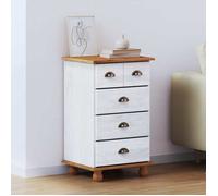 Moderne Commode ASKIM BURKE, BUFFET BAS, Blanc 45.8x40x79 cm, Bois de pin massif AA3157