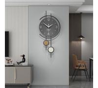 Horloge murale moderne en métal noir, à piles, décoration discrète