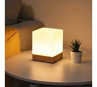 Moderne Cube Lampe de Table Abat-jour en Verre Carré Base en Bois E27 Douille Lampe de Chevet Lampe de Bureau pour Chambre étudier Hôtel restaurant Salle à manger Salon cuisine bar