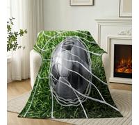 Moderne Décontracté Plaid Vert Couverture en Flanelle Canapé 180x200 cm | Douce Légère et Respirante, Sport Football Filet Polaire pour Lit 1 personne, Couverture de Voyage, Toutes Saisons