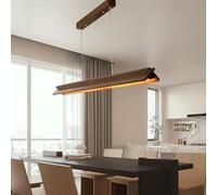 Moderne Dimmable Suspension LED, Bois Lustre De Salle Manger, Lampe De Salon Au Design Linéaire Moderne Suspendue Pour Bureau, Plafonnier Lustre Salon pour Salle à Manger, Cuisine (noyer, 80cm)