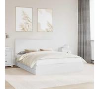 Moderne en Bois d'ingénierie avec tête de lit Blanc 160 x 200 cm | Lit de Rangement Blanc 160x200 cm Bois d'ingénierie avec Tiroirs et Tête de Lit Moderne, Sommier à Lattes Inclus pour Chambre