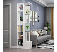 Moderne en Bois Sol À Plafond Séparateur Pièce avec Tiroirs Intégrés et Étagères D’exposition Multi Fonctionnel Séparateur Maison Bureau pour Séparation Pièce(White,60*30*205cm/23.6*11.8*80.7in)