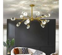 Moderne en Cristal Spoutnik, Suspension à Montage sur Branches, avec Abat-Jour en Laiton Cristal K9 pour Chambre à Coucher, Salle à Manger, Salon