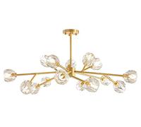 Moderne en Cristal Spoutnik, Suspension créative à Montage sur Branches, avec Abat-Jour en Laiton Cristal K9 7W, luminaire pour Chambre à Coucher, Salle à Manger, Salon 3200K