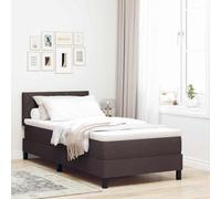 Moderne en Tissu et Bois d'ingénierie Cosy Minimaliste 90 x 190 cm Marron | Lit à Ressorts avec Matelas Marron foncé 90x190 cm Tissu Tête Réglable Moderne Chambre Adulte Bois