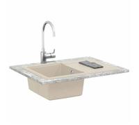 Moderne Évier de cuisine - 1 bac - Résistance à la chaleur jusqu'à 280 ° C - Beige 670x460 mm 80% Quartz et 20% Résine @EU669064