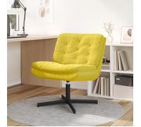 Moderne Fauteuil relaxant - Fauteuil individuel relax pivotant Jaune 63 x 75 x 76 cm Velours@FR(6044387)