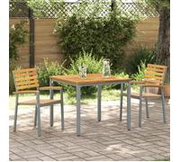 Moderne Fauteuil/Siège d'Extérieur, Chaises de jardin 2 pcs Grises en bois d'acacia et en acier @FR(748804)