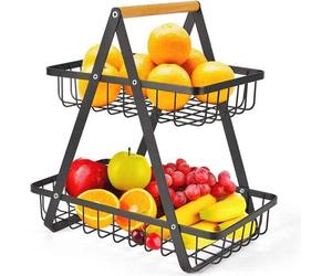 Moderne Fruitschaal met 2 Verdiepingen - Ruimtebesparende Etagère voor Fruit en Groenten