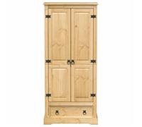 Moderne Garde-robe BURKE, Armoire de chambre, avec rangement, Corona 76x50x170 cm, bois de pin massif AA2067