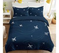 Moderne Géométrique Housse de Couette Minimaliste Aviation Imprimée Parure de Lit, Avions Traînées de Vol Lignes Lavable Machine 200 x 200 Housse de Couette Bleu Roi pour Adulte