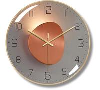 Moderne Horloge Murale Silencieuse, Horloge Murale Digitale de 30 cm Pendule Murale Ronde Numérique à Quartz (Doré)