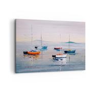Moderne Impression sur Toile 100x70cm Image Tableau Decoration Murale Nautique Voiliers Bord De Mer Tableaux Decoratifs Muraux Chambre Horizontal Deco Cadre Décoration Salon Art Wall AA100x70-6026