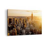 Moderne Impression sur Toile 100x70cm Image Tableau Decoration Murale New York gratte-ciel manhattan Tableaux Decoratifs Muraux Chambre Horizontal Deco Cadre Décoration Salon Art Wall AA100x70-2672