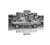 Moderne Impression sur Toile 150x100cm Image Tableau Decoration Murale Voiture Ford Mustang Tableaux Decoratifs Muraux Chambre Triptyque 5 parties Deco Cadre Décoration Salon Art Wall EA150x100-5011