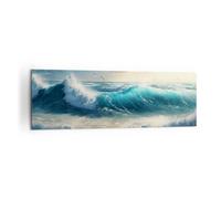 Moderne Impression sur Toile 160x50cm Image Tableau Decoration Murale Mer Vagues Bord De Mer Grand Tableaux Decoratifs Muraux Chambre Panoramique Deco Cadre Décoration Salon Art Wall AB160x50-5780