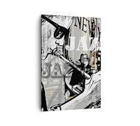 Moderne Impression sur Toile 70x100 cm Noir et Blanc Personnes - 3792