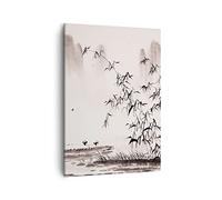Moderne Impression sur Toile bambou noir porcelaine Image Tableau Decoration Murale 50x70cm Deco Cadre Salon Chambre Cuisine Vertical Petit Tableaux Decoratifs Muraux Art Wall Decor PA50x70-3116