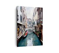 Moderne Impression sur Toile Bateau pont tourisme Venise Image Tableau Decoration Murale 50x70cm Deco Cadre Salon Chambre Cuisine Vertical Petit Tableaux Decoratifs Muraux Art Wall Decor PA50x70-2157
