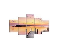 Moderne Impression sur Toile Footbridge l'été les gens l'amour Image Tableau Decoration Murale 125x70cm Décoration Salon Chambre Triptyque 5 parties Tableaux Decoratifs Muraux Art Wall EA125x70-3056