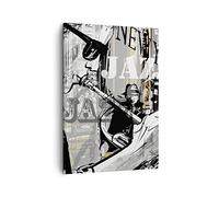 Moderne Impression sur Toile jazz musique musicien Image Tableau Decoration Murale 50x70cm Deco Cadre Salon Chambre Cuisine Vertical Petit Tableaux Decoratifs Muraux Art Wall Decor Design PA50x70-3792