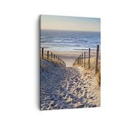 Moderne Impression sur Toile mer plage dune Image Tableau Decoration Murale 50x70cm Deco Cadre Salon Chambre Cuisine Vertical Petit Tableaux Decoratifs Muraux Art Wall Decor Design PA50x70-3612