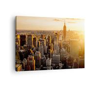 Moderne Impression sur Toile New York gratte-ciel manhattan Image Tableau Decoration Murale 70x50cm Deco Cadre Décoration Salon Chambre Horizontal Tableaux Decoratifs Muraux Art Wall AA70x50-2672