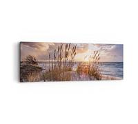 Moderne Impression sur Toile Ouest sur la plage Image Tableau Decoration Murale 90x30cm Deco Cadre Décoration Salon Chambre Cuisine Panoramique Tableaux Decoratifs Muraux Art Wall Decor AB90x30-4710
