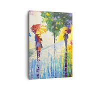 Moderne Impression sur Toile parc rue pluie Image Tableau Decoration Murale 50x70cm Deco Cadre Salon Chambre Cuisine Vertical Petit Tableaux Decoratifs Muraux Art Wall Decor Design PA50x70-3508