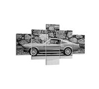 Moderne Impression sur Toile Voiture Ford Mustang Image Tableau Decoration Murale 125x70cm Deco Cadre Décoration Salon Chambre Triptyque 5 parties Tableaux Decoratifs Muraux Art Wall EA125x70-5011