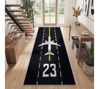 Moderne Industriel Aviation Techno Tapis Couloir Antidérapant 60 x 240 cm | Tapis Long Avion Piste Lavable Décoratif pour Passage Cuisine Entrée et devant Évier