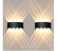 Moderne LED Applique Murale, 8W 3000K Blanc Chaud Lampe Murale, Intérieur/Extérieur Up Down Éclairage Mural, IP65 Etanche
