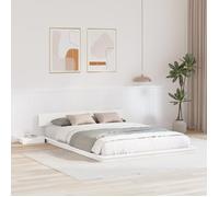 Moderne Lit 2 places - Cadre de lit adulte, au sol avec tables de nuit blanc 140x200cm en bois massif FR(74869476)