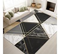 Moderne Luxe Élégant Abstrait Dégradé Noir Carpette 140 x 200 cm, Décoration D'Intérieur, Tapis Marbre Géométrique pour Le Salon et la Chambre Tapis Lavable Et Antidérapant À Poils Ras