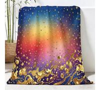 Moderne Luxe Flanelle Couvertures 150 x 200 cm, Étoiles Rayons D'Étoile Liquide Chaudes Légères Peluche Couverture pour Canapé Chambre à Coucher Bureau, Multicolore Douce et Confortable Couverture