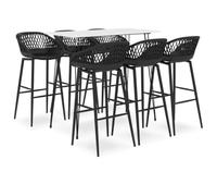 Moderne MDF et métal pub Jardin 7 pièces Blanc 62.5cm | Ensemble de bar 7 pieces Blanc et noir Table haute 120 cm avec 6 tabourets de comptoir pour cuisine maison jardin pub moderne