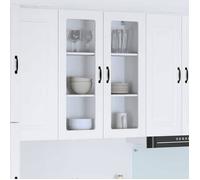 Moderne Meuble mural de cuisine - Meuble haut/Armoire suspendue Blanc brillant 80 x 31 x 100 cm@FR(195223）