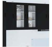 Moderne Meuble mural de cuisine - Meuble haut/Armoire suspendue Noir 40 x 31 x 80 cm Bois d'ingénierie@FR(749635）