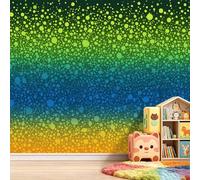 Moderne Papier Peint Panoramique Intissé 300L x 210H cm, Abstrait Dégradé Pois Fresque Murale Design pour Chambre et Bureau - Bleu Paon Papier Peint Panoramique Facile à Poser - Décoration Murale