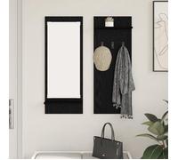 Moderne Porte-manteau mural - Portant à Vêtements avec étagère avec stockage avec miroir Chêne Noir 70 x 10 x 90 cm@FR(82234)