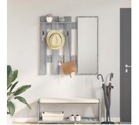 Moderne Porte-manteau mural - Portant à Vêtements avec stockage avec miroir Gris sonoma 100 x 10 x 100 cm@FR(75923)