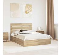 Moderne Rangement Épuré Chêne Sonoma 140x200 cm Marron | Lit de Rangement Chêne Sonoma 140x200 Bois Ingénierie avec Tiroirs et Tête de Lit, Structure Moderne Durable pour Chambre à