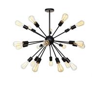 Moderne Spoutnik Milieu Du Siècle Pendentif Luminaire D'éclairage Fer Industriel Fixation De Lumière De Plafond Pour Kitchen Dining Room Living Room,E27 Lustre-Noir. 20 têtes