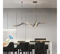 Moderne Suspension LED Lustre Dimmable pour Table à Manger, Salon, Cuisine, Bureau - Plafonnier Linéaire Design Suspendu pour Salle À Manger, D'étude, Chambre (Noir, L120CM)