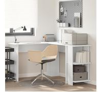 Moderne Table de travail, Bureau d'angle blanc Bois d'ingénierie Grand Rangement @FR(532857)