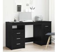 Moderne Table Informatique pour étudiants - Bureau avec porte Chêne noir 140 x 50 x 76 cm Bois d'ingénierie@FR(82730）